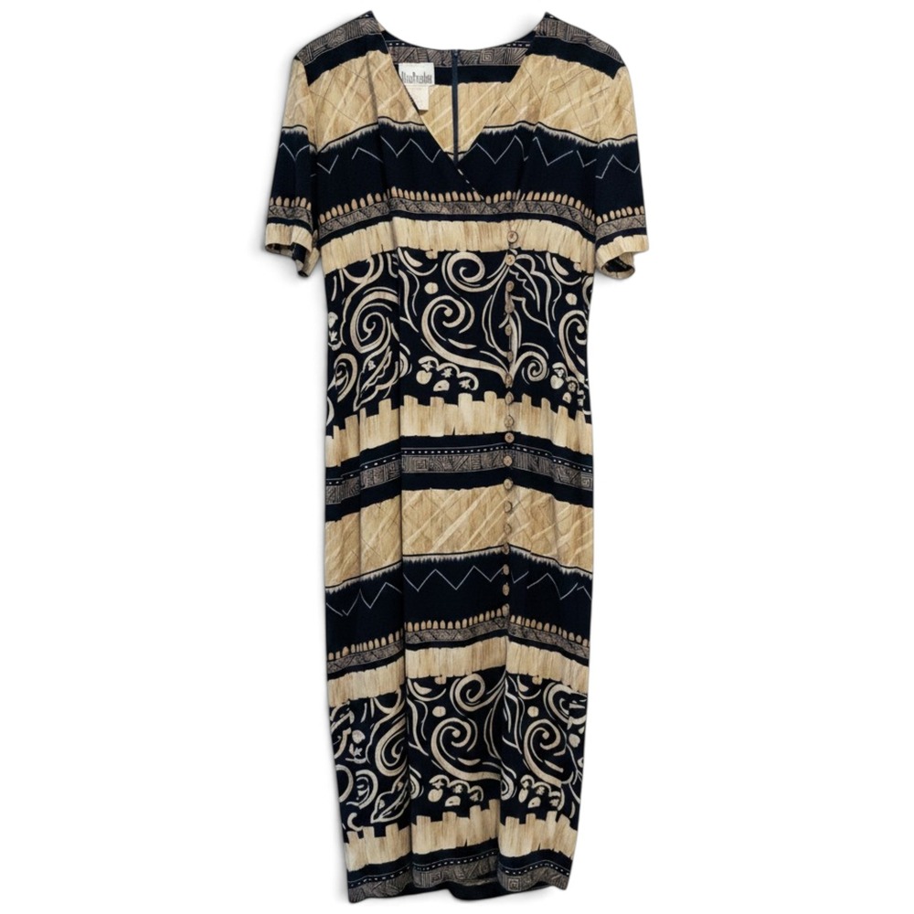 Nina Piccalino Midi Dress Womens 8 Vintage 80s Southwestern Abstract Made in USA